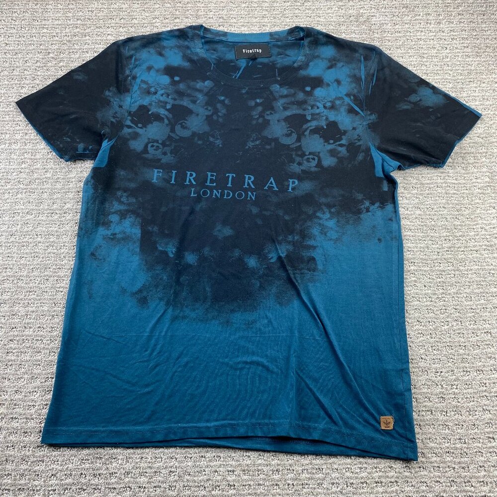 Firetrap London T-Shirt Men Extra Large XL Blue Tie Dye Pattern Casual England